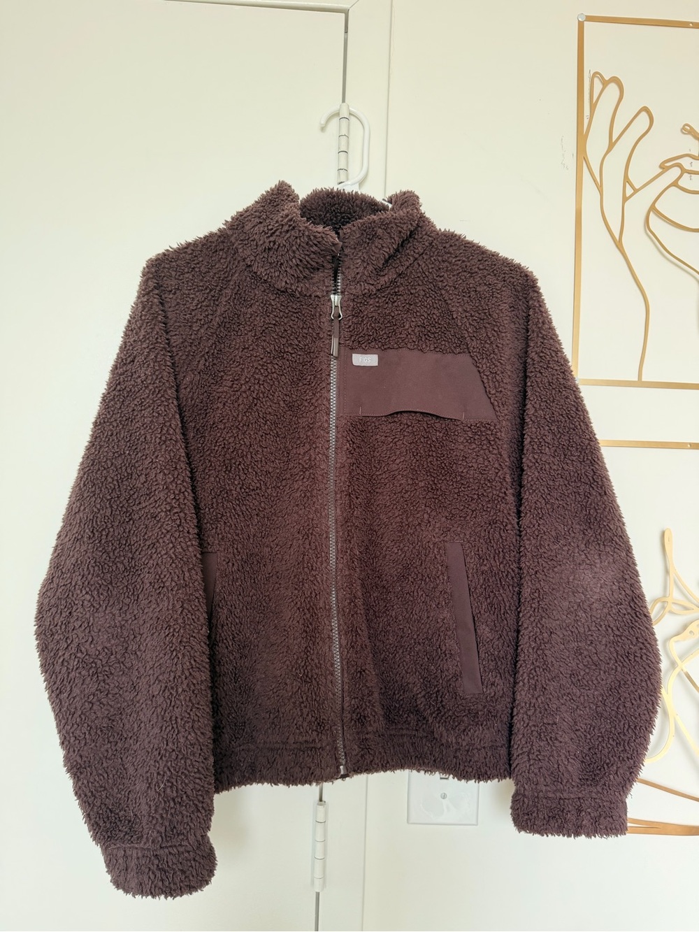 FIGS High-Pile Fleece Bomber Jacket in Espresso